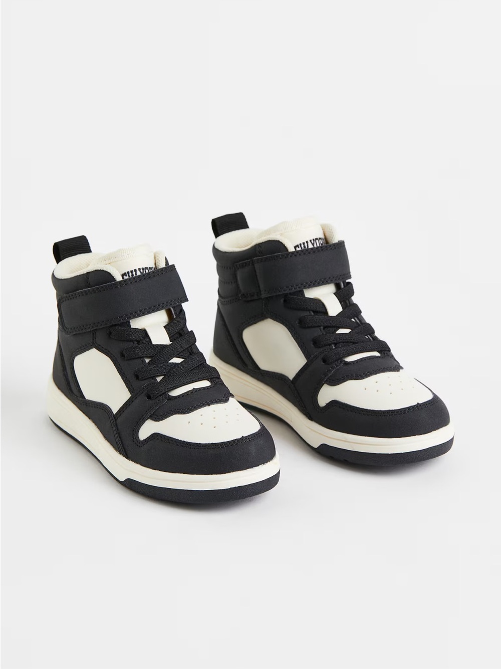 H&M Kids High-Top Sneakers in Black and Cream